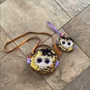 + TY + Kids Fashion Flippy Sequin Purse & Matching Wallet: CoConut the Monkey